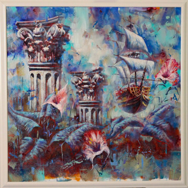 Peinture intitulée "синий ветер" par Dobrodiy Alexandr, Œuvre d'art originale, Huile Monté sur Châssis en bois