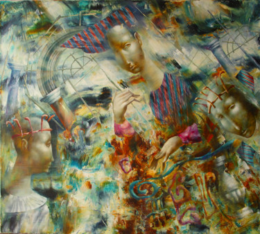 Картина под названием "Woman and two kings" - Dobrodiy Alexandr, Подлинное произведение искусства, Масло