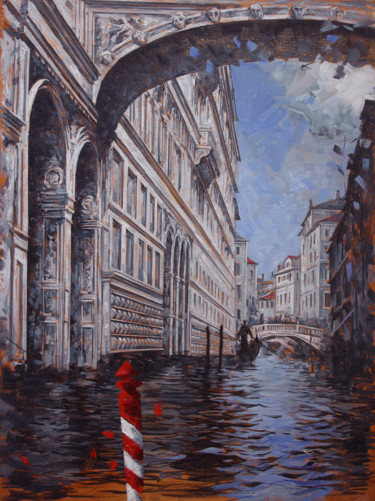 Painting titled "Venice 1" by Dobrodiy Alexandr, Original Artwork, Oil Mounted on Wood Stretcher frame