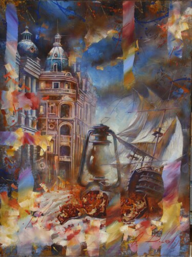 Ζωγραφική με τίτλο "Winter evening" από Dobrodiy Alexandr, Αυθεντικά έργα τέχνης, Λάδι Τοποθετήθηκε στο Ξύλινο φορείο σκελετό