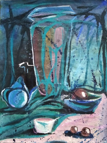 Drawing titled "Still life with a s…" by Aleksandr Glukhov, Original Artwork, Pastel