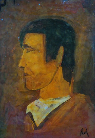 Schilderij getiteld "Male portrait (Serg…" door Aleksandr Glukhov, Origineel Kunstwerk, Gouache