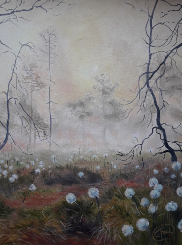 Painting titled "Осенний туман" by Aleksandr Gritsenko, Original Artwork, Oil
