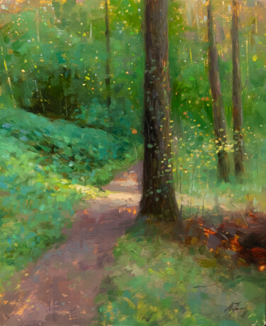 Painting titled "the forest" by Aleksandr Jero, Original Artwork, Oil