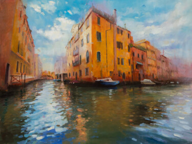 Картина под названием "The love in Venice" - Aleksandr Jero, Подлинное произведение искусства, Масло