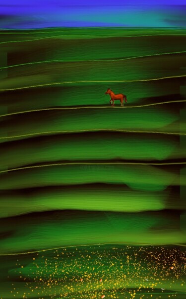 Цифровое искусство под названием "Рыжий конь" - Александр Коровин, Подлинное произведение искусства, 2D Цифровая Работа