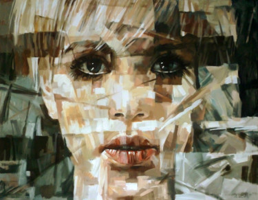 Картина под названием "GRAY PORTRAIT" - Aleksandr Ilichev, Подлинное произведение искусства, Акрил