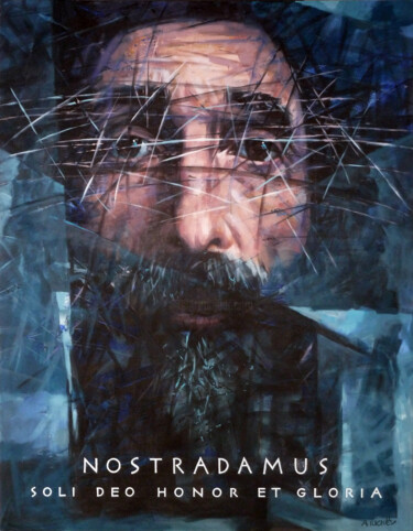 Malerei mit dem Titel "NOSTRADAMUS" von Aleksandr Ilichev, Original-Kunstwerk, Acryl