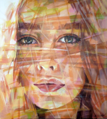 Peinture intitulée "ORANGE PORTRAIT A" par Aleksandr Ilichev, Œuvre d'art originale, Acrylique