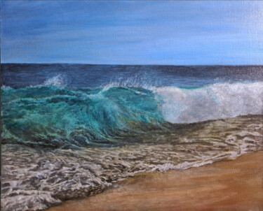 Schilderij getiteld "the sea wave" door Aleksandr Najdenov, Origineel Kunstwerk, Olie Gemonteerd op Karton