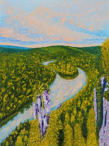 Картина под названием "Usva river. After d…" - Aleksandr Petelin, Подлинное произведение искусства, Масло