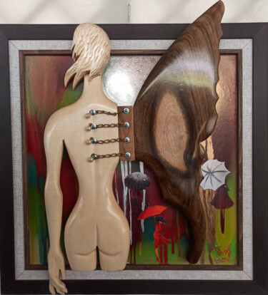 Sculpture titled "MONARCH BUTTERFLY" by Aleksandr Shkarbanenko, Original Artwork, Wood Mounted on Wood Stretcher frame