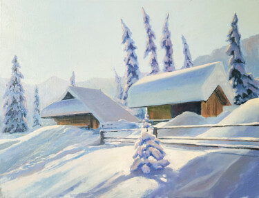 Картина под названием "Winter in the mount…" - Aleksandr Zhivago, Подлинное произведение искусства, Масло