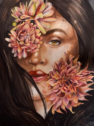 Картина под названием "Blossom, part 1, ga…" - Aleksandra Antonova, Подлинное произведение искусства, Акварель