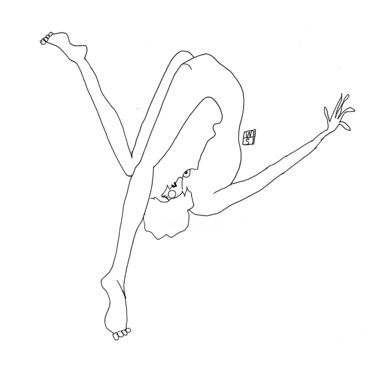 Disegno intitolato "Acrobatic model" da Aleksandra Chastagnol (Wild strawberry), Opera d'arte originale, Penna gel