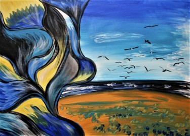 Картина под названием "Seagulls" - Aleksandra Cherepanova, Подлинное произведение искусства, Акрил