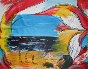 Pittura intitolato "Weekend on the beach" da Aleksandra Cherepanova, Opera d'arte originale, Acrilico