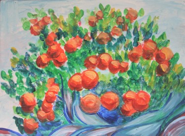 Painting titled "An abundance of ora…" by Aleksandra Cherepanova, Original Artwork, Acrylic Mounted on Wood Stretcher frame