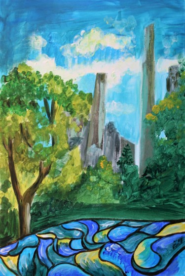 Painting titled "Central park" by Aleksandra Cherepanova, Original Artwork, Acrylic