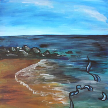 Painting titled "Marine life" by Aleksandra Cherepanova, Original Artwork, Acrylic Mounted on Wood Stretcher frame