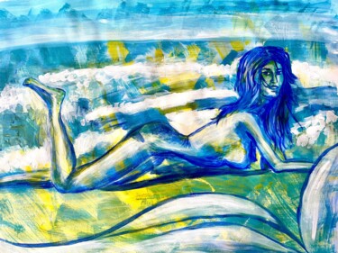 Painting titled "On the beach" by Aleksandra Cherepanova, Original Artwork, Acrylic