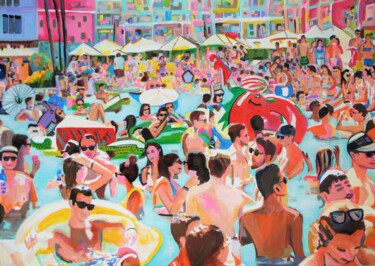「Pool Party III 」というタイトルの絵画 Alexandra Djokicによって, オリジナルのアートワーク, アクリル