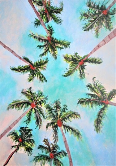 Peinture intitulée "Palm trees " par Alexandra Djokic, Œuvre d'art originale, Acrylique