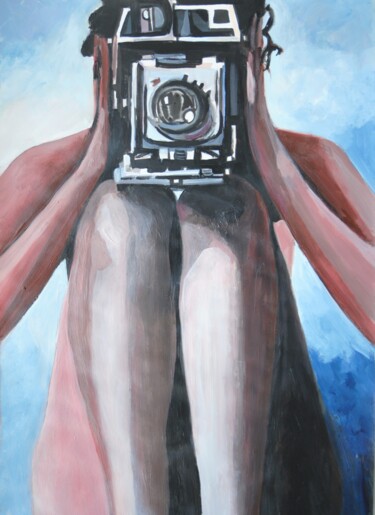 Pintura intitulada "Nude with camera " por Alexandra Djokic, Obras de arte originais, Acrílico