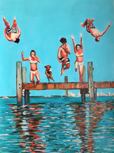 Malerei mit dem Titel "Jump " von Alexandra Djokic, Original-Kunstwerk, Acryl