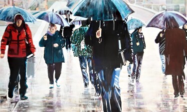 Картина под названием "Rainy day / 100 x 6…" - Alexandra Djokic, Подлинное произведение искусства, Акрил