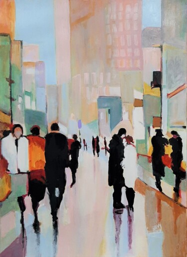 Schilderij getiteld "On the street / 70…" door Alexandra Djokic, Origineel Kunstwerk, Acryl