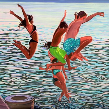 Pintura intitulada "Jump II / 90 X 90 X…" por Alexandra Djokic, Obras de arte originais, Acrílico