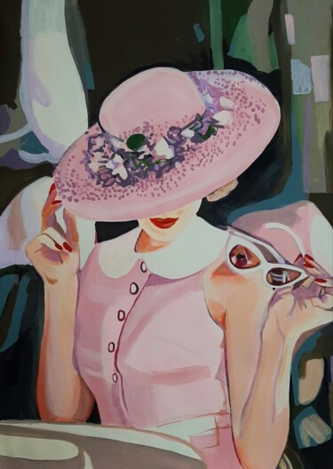 Painting titled "Lady with hat / 100…" by Alexandra Djokic, Original Artwork, Acrylic