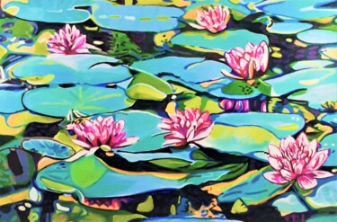 Peinture intitulée "XXXL Water Lilies /…" par Alexandra Djokic, Œuvre d'art originale, Acrylique