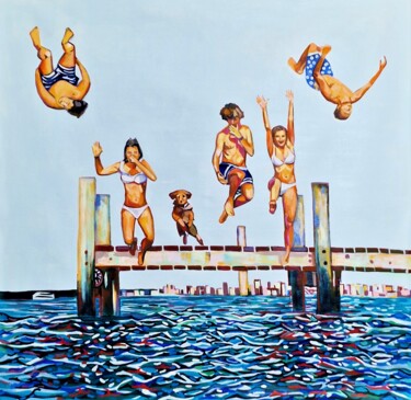 Pintura intitulada "Jump / 111,5 x 110…" por Alexandra Djokic, Obras de arte originais, Acrílico