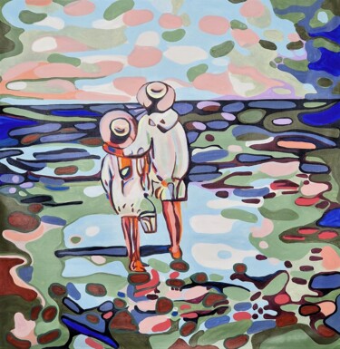 Pintura intitulada "At the beach / 80 x…" por Alexandra Djokic, Obras de arte originais, Acrílico
