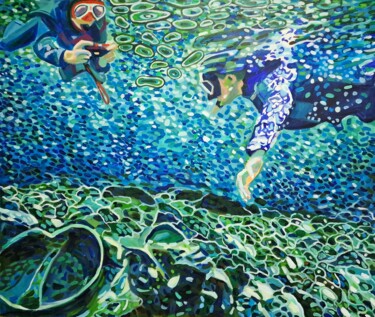 Pintura intitulada "Underwater / 83 x 7…" por Alexandra Djokic, Obras de arte originais, Acrílico