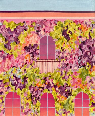 Schilderij getiteld "City of Gardens 10" door Aleksandra Krogulecka, Origineel Kunstwerk, Olie Gemonteerd op Frame voor hout…