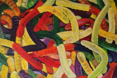 Peinture intitulée "Worms" par Aleksandra Romanova, Œuvre d'art originale, Acrylique
