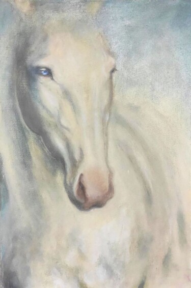 Peinture intitulée "Ахалтекинская лошадь" par Aleksandra Sahtorina, Œuvre d'art originale, Huile