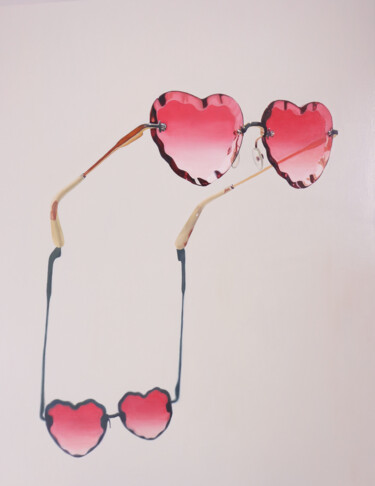 Pittura intitolato "Heart Shaped Glasse…" da Aleksandra Stefanova (ASupernova Studio), Opera d'arte originale, Olio