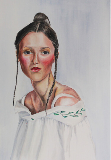 Malerei mit dem Titel "Elly, WATERCOLOUR F…" von Aleksandra Stefanova (ASupernova Studio), Original-Kunstwerk, Aquarell Auf…