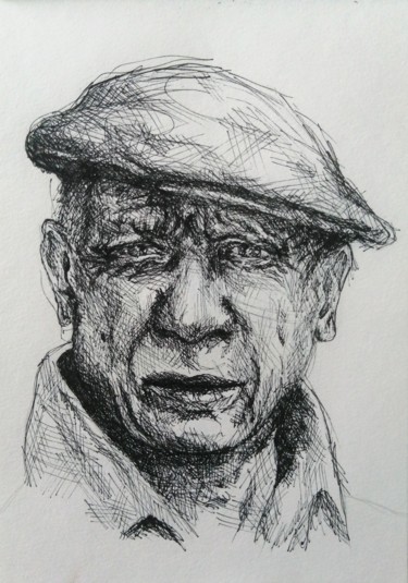 Drawing titled "Picasso" by Aleksandra Waluk, Original Artwork, Ballpoint pen