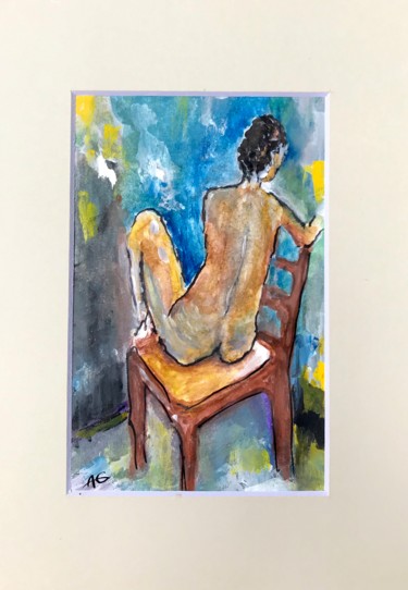 Dessin intitulée "Sketch. Nude#5" par Aleksej Grishkovec, Œuvre d'art originale, Aquarelle