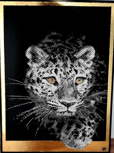 Obrazy i ryciny zatytułowany „⚜️ Leopard ⚜️” autorstwa Алексей Жданов, Oryginalna praca, Tłoczenie Zamontowany na Drewniana ra…