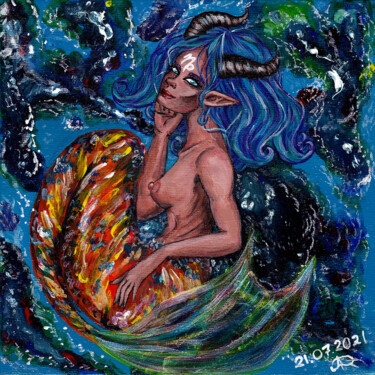 Картина под названием "Знак зодиака "Козер…" - Алёна Дэрр, Подлинное произведение искусства, Акрил