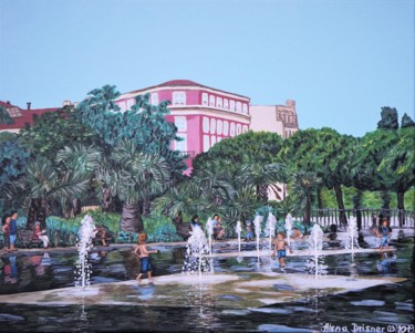 Pintura intitulada "Brunnen  auf der Pr…" por Alena Drisner, Obras de arte originais, Acrílico