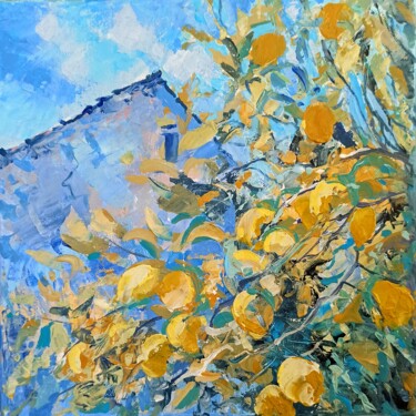 Malerei mit dem Titel "Lemon Orchards 1" von Alena Masterkova, Original-Kunstwerk, Acryl Auf Keilrahmen aus Holz montiert