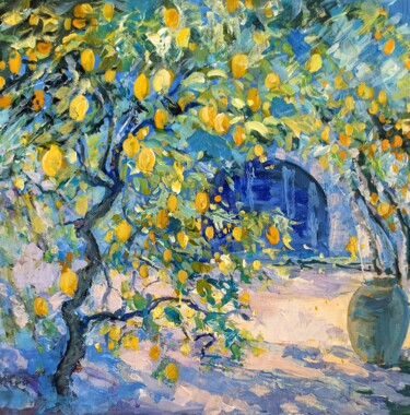 Malerei mit dem Titel "Lemon Orchards 2" von Alena Masterkova, Original-Kunstwerk, Acryl Auf Keilrahmen aus Holz montiert