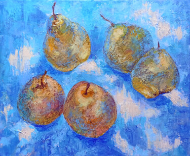 Painting titled "Pears" by Alena Masterkova, Original Artwork, Acrylic Mounted on Wood Stretcher frame
